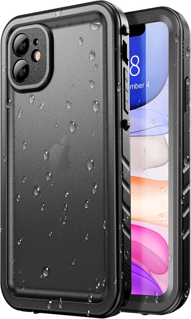SPORTLINK Waterproof Case for iPhone 11, Full Body Heavy Duty Protection Full Sealed Cover Shockproof Dustproof Built-in Clear Screen Protector Rugged Case for iPhone 11 6.1 Inch Black