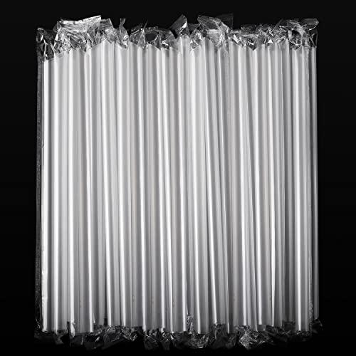 [Individually Wrapped] ANGLED TIPS 100 Pcs Clear Disposable Jumbo Smoothie Straws, Wide Plastic Milkshakes Drinking Straws, BPA FREE (9.45" long and 0.43" Diameter)