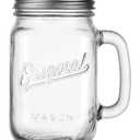 Mason Jar 16 Oz. Glass Mugs with Handle