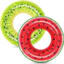 Jasonwell Inflatable Pool Floats Kids - 2 Pack Floaties Pool Tubes Swim Rings Fruit Water Floaty Watermelon Kiwi Inflatable Pool Toys Float for Swimming Pool Party Lake Beach Adults