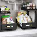 Under Sink Organizer Upgrade To Professional Rails,2-Tier Dual Pull Out Cabinet Storage,Height Adjustable Slide Out Drawers For Bathroom Kitchen,2 Pack-14.5"Dx12.8"-16.9"H,Black