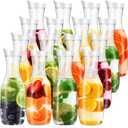 Skylety 16 Pcs 50 oz Clear Water Carafe with Flip Top Lid, Plastic Juice Containers Mimosa Bar Supplies Beverage Pitcher for Water, Juice, Iced Tea, Milk, Lemonade and Other Beverages (White)