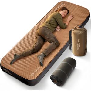 LOSTHORIZON Air & Foam Camping Mattress, Self-Inflating Sleeping Pad, 4.5" Thick, with Pump Sack, Single (Brown)