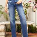 SHEWIN Straight Leg Jeans for Women Trendy High Rise Tapered Flare Jeans Stretchy Wide Leg Ankle Denim Pants with Pockets (8, Beau Blue)