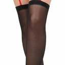 Black Thigh High Stocks, Stockings for Women with Bow, Sexy Semi Sheer Thigh High Stockings for Thick Thighs Women Lingerie (Black/Red Bow)