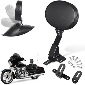 Benlari Rider Driver Backrest, Detachable Driver Backrest, Adjustable Plug-in Rider Backrest Fit for Harley Davidson Touring Street Glide Road Glide Electra Glide Road King 1997-2024, Gloss Black