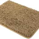 Yeaban Tan Bathroom Rugs  Thick Chenille Bath Mats | Absorbent and Washable Bath Rug Non-Slip, Plush and Soft Rugs for Bathroom, Kitchen, Shower, Sink - 17" x 24"
