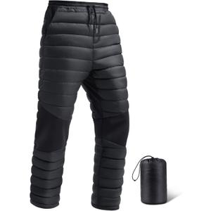 FREE SOLDIER Men's Warm Utility Puffy Quilted Insulated Pants Windproof Winter Pants (X-Large, Black)