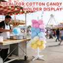 Adjustable Cotton Candy Stand with 48 Holes, Plastic Floor Display Rack for Cotton Candy Cones, Cake Pops & Treats, Party Stand for Wedding, Birthday, Baby Shower, Christmas Decorations, 5.25 FT Tall