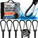 Black Bungee Cords with Hooks - 48 Inch Heavy Duty Set - Carabiner Hooks, Clips - 6pk