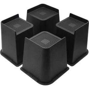Bed Risers 2 inch, 3 inch, 4 inch, 6 inch or 8 inch Heavy Duty Furniture Risers, Up to 6000 Lbs L Shaped Design Bed Lifts Blocks for Couch Desk Sofa Table (Black, 6 Inch 4 Pack)