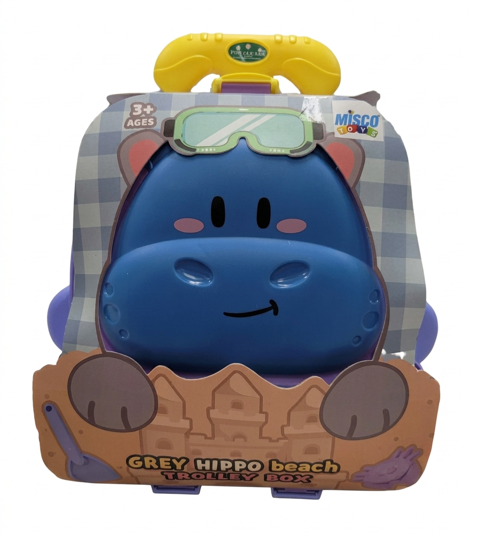 Wooden Sand Play Water Fun Beach Toys for Kids 3-6 Years Old Toy Trolley Hippo Suitcase Summer Set