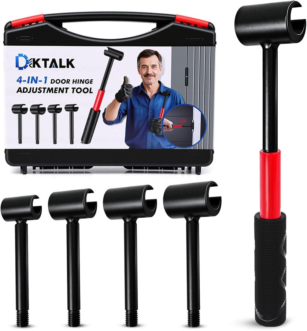 4-in-1 Door Hinge Adjustment Tool for Residential & Commercial, Heavy Duty Gap Adjusting Wrench with Thread Design & Rubber Handle, 0.55"/0.71"/0.91"/0.98"