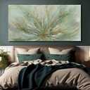 YJYart Abstract Wall Art Green and Gold Hand Painted Oil Painting Blossom Botanical Large Picture for Living Room Bedroom Kitchen Office, 58"L x 29"W, Green
