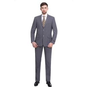 P&L Men's Premium Slim Fit 2-Piece Business Wedding Prom Suit Jacket Blazer Tux & Flat Pants Set, 46R, Grey 
