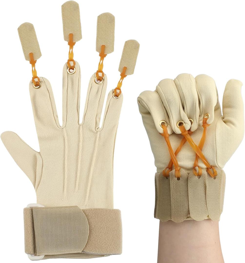 Cuffbow Deluxe Traction Exercise Glove Finger Flexion Exercise Glove for Handed Rehabilitation Increasing Strength Flexion of Joints and Fingers, Hand Exerciser, Small/Medium (Right)