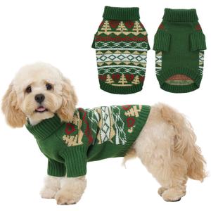 Christmas Dog Sweater for Small to Large Dogs - Festive Green Knit Pullover, Cute Holiday Winter Coat, Soft & Warm Pet Clothing, Machine Washable Green XL
