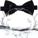 GUSLESON Mens Solid Color Double Fold Pre-tied Bow Tie and Pocket Square Cufflink Set with Gift Box