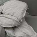 Simple&Opulence 100% Washed Linen Duvet Cover Set with Embroidered,3 Pieces Soft Farmhouse Comforter Set with Button Closure,1 Duvet Cover and 2 Pillowshams(King,Natural Linen)