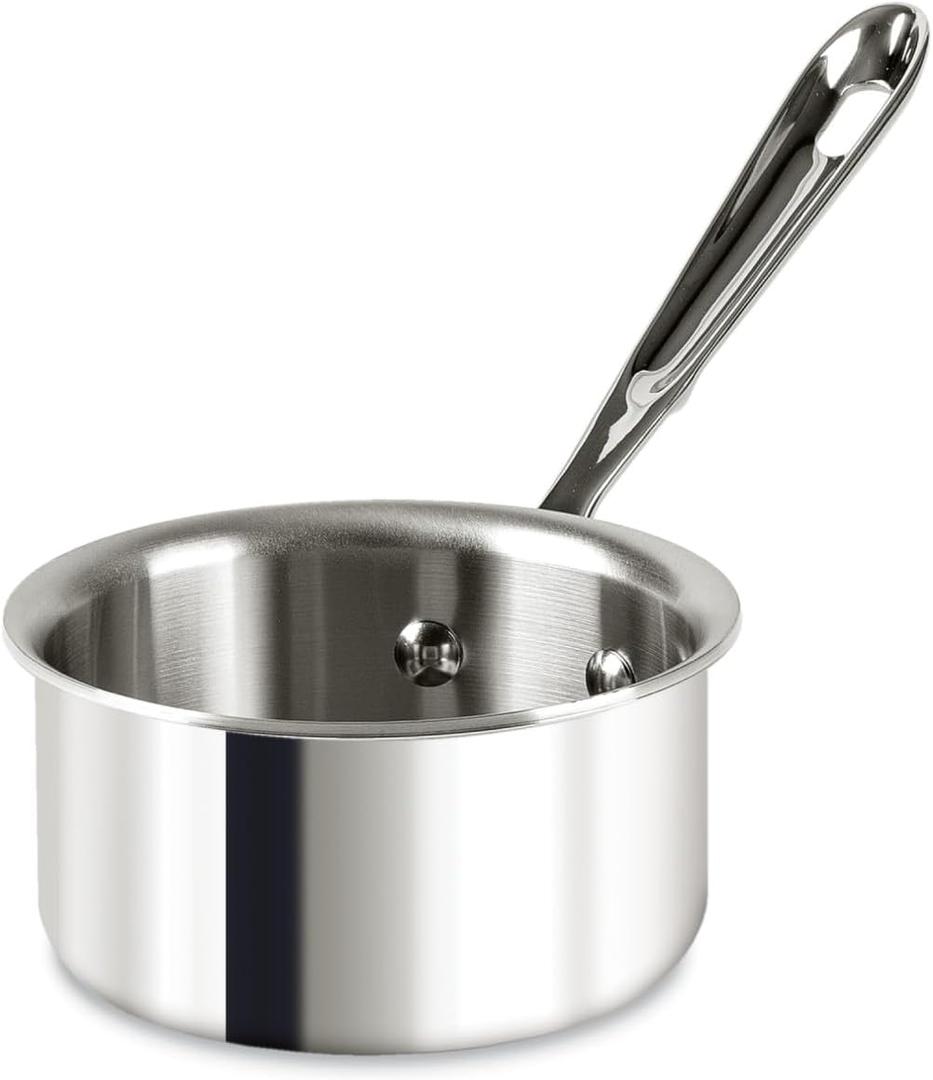 All-Clad D3 Stainless Steel 0.5 Quart Butter Warmer Saucepan- Made in the USA- The Original Bonded Professional Cookware- Oven Safe & Induction Compatible