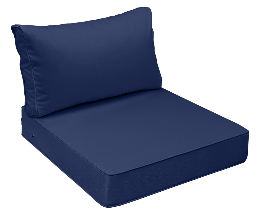 AAAAAcessories Outdoor Deep Seat Cushions, Waterproof, Fade-Resistant Patio Furniture Replacement Cushions, 24" x 24" x 5" + 24" x 13.5", Set of 2, Gray