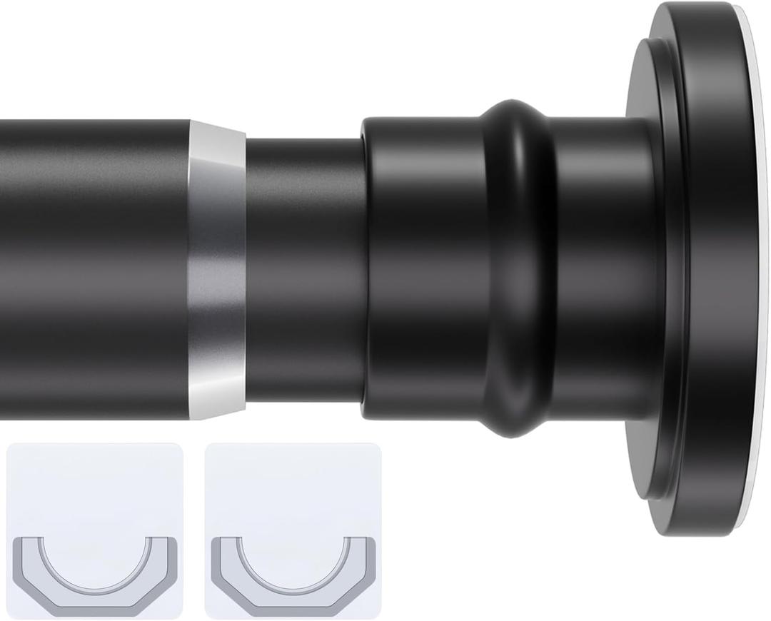 Small Tension Rod 18-32 Inches Black Shower Curtain Rod Heavy Duty Spring Short Tension Curtain Rod No Drilling Adjustable Shower Rod for Closet
