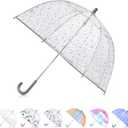 Totes Kids Pinch Proof Bubble Umbrella with Enhanced Visibility (38" Canopy, HOLOGRAPHIC STARS)