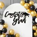 2026 Graduation Decorations Congrats Grad Wood Sign for Class of 2026 Graduation Party Backdrop Decorations Cutout Graduations Photo Booth Prop for School Celebration Sign Wall Decor(Black)