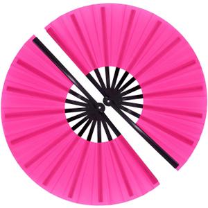 Rave Fan, Large Clack Folding Hand Fan Line Dance Popping Fan, Big Handheld Clap Fans for Line Dancing EDM, Music Festival, Club, Event, Party, Performance 2 Pcs (Pink)