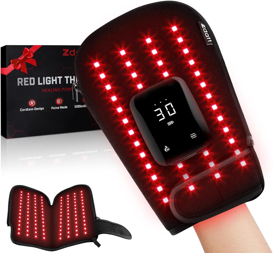 Cordless Red Light Therapy Gloves for Hand, 360°Full Coverage100 LEDs Gloves with 660nm & 850nm Near-Infrared | 5000mAh | Auto-Off Timer Easy Clean
