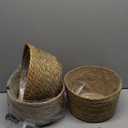 Knitgrip 3 Pack Seagrass Plant Basket Indoor with Artificial Moss Woven Baskets Flower Pots Planters for Home Decor