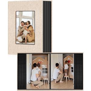 Ejblfe Photo Album 4x6,Linen Cover Slide-in Photo Album Book Can Holds 100 4x6 Photos with 50 Black Sheets for Family,Wedding,Baby and Holiday Pictures (Beige)