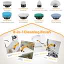 1500 RPM Electric Spin Scrubber for DeWalt 20V Battery, Power Shower Scrubber for Bathroom/Floor/Bathtub/Toilet/Tile,Electric Cleaning Brush with Long Handle & 8 Replaceable Brush (Yellow)