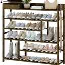 Bamworld Shoe Rack for Front Door Entrance Bamboo Shoe Organizer with Storage Box Free Standing Shoe Cabinet Wooden Shoe Storage Shelf for entryway, Closet and Doorway (Dark Brown)