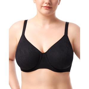 HSIA Minimizer Bra for Women - Full Coverage Seamless Lace Bra Plus Size Underwire Unlined Bra for Heavy Breast (34C, Black)