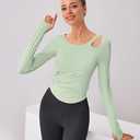 BMJL Womens Workout Tops Built in Bra Long Sleeve T Shirt Yoga Gym Clothes (M)