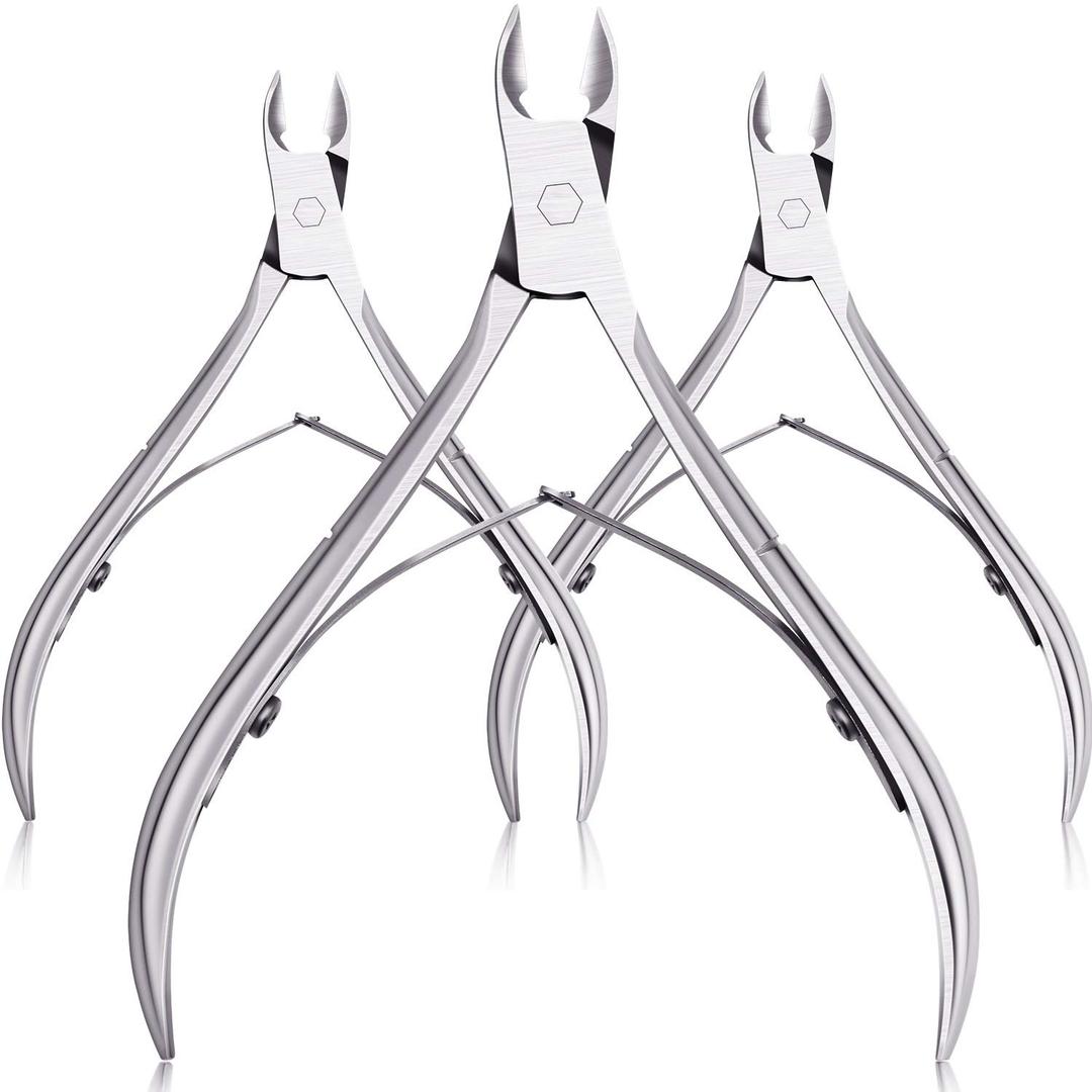 Mudder 3 Pack Silver Cuticle Trimmer Nippers Cutter Tool Stainless Steel Nail Cuticle Scissors Remover with Pointed Blade Scissors Pedicure Manicure Tool for Fingernails and Toenails Nails Care