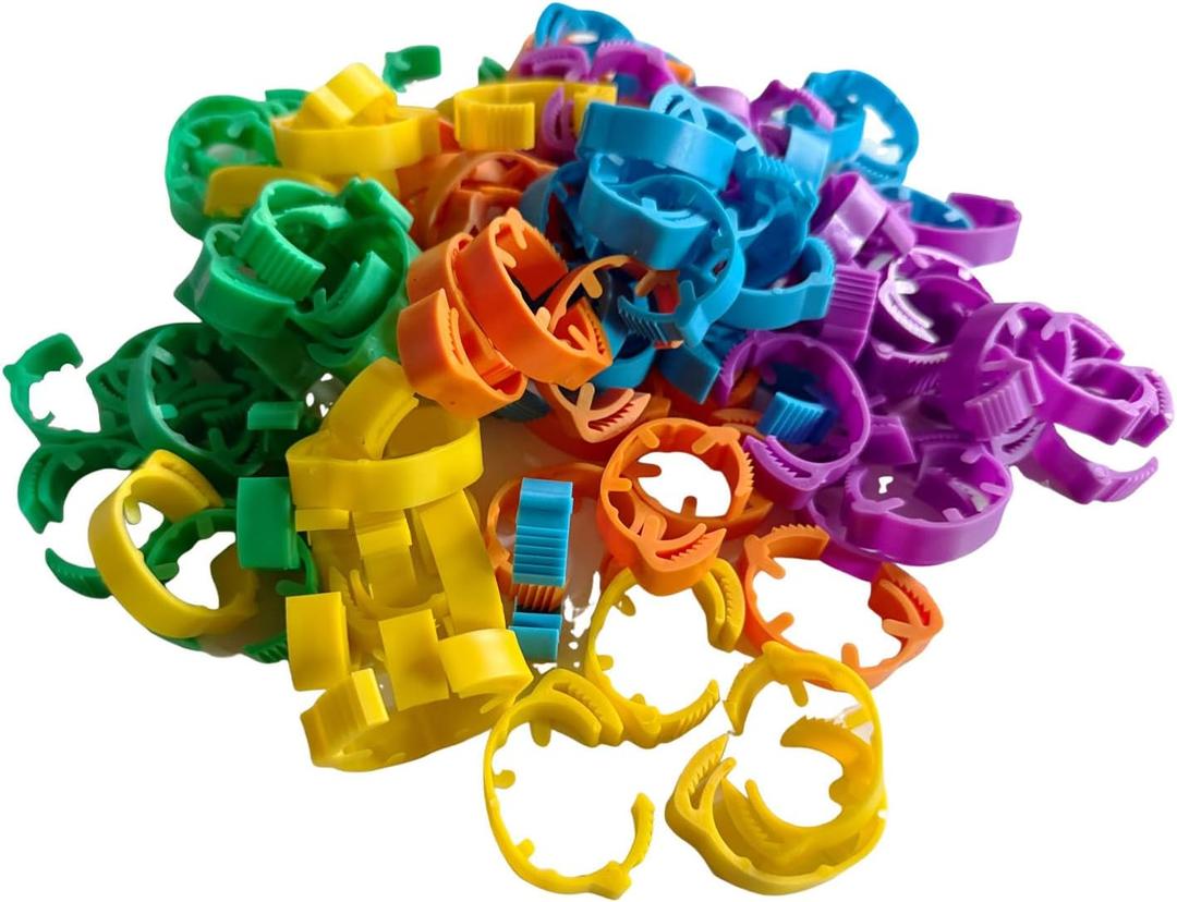 JIEPRO Adjustable Chicken Leg Rings 23mm, 5 Colors Poultry Identification Leg Bands Colorful Poultry Clip on Leg