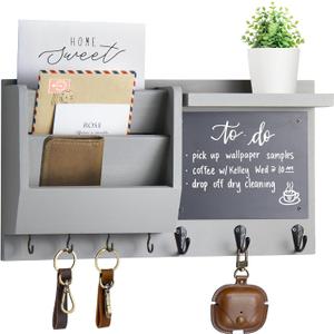 Ziivita Key Holder for Wall - Mail Holder Organizer Wall Mount with Shelf - Hanging Key Rack Hanger with Hooks Decorative for Home Letter Dog Leash Entryway Living Room Decor