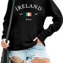 VILOVE St. Patrick’s Day Sweatshirt Women: Shamrock Sweatshirt Lucky Pullover Funny Luck Long Sleeve Tops Black, Medium