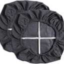 Yikko Chair Seat Covers, High-Density Check Jacquard Ekedalen Seat Covers for Dining Kitchen Restaurant Banquet, Stretch Removable Washable Chair Seat Cushion Protector (2, Dark Grey)