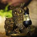 Owl Solar Powered Outdoor Garden Statue, Resin Statue with Solar Light Lantern, Decorative Lawn, Yard Outdoor Owl Decoration. Unique Home Decoration, Gifts for Women Mom,on Mother's Day