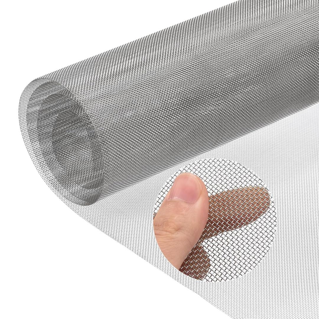uxcell Stainless Steel Woven Wire Mesh, 16"x47" 304 Metal Screen Mesh Roll, 20 Mesh Wire Mesh Window Screen Mesh for Wall, Hole, Garden, DIY Project