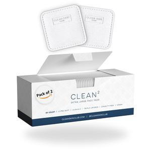 Clean Skin Club Clean Pads 2.0 [NEW & IMPROVED EDGES] Not to Shed & Tear, Unique Triple Layers, Textured Side & Ultra Soft Side, Organic Disposable Cotton, Pair with Makeup Remover 2 pack
