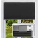 No Drill Cellular Shades Cordless Blackout Honeycomb Blinds 30"Wx48"H Black