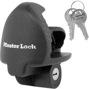 Master Lock Black Universal Size Trailer Hitch Lock, Trailer Coupler Lock for Securing RVs, Horse Trailers, Tool Trailers and More, 379ATPY