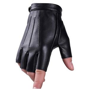 Fingerless Driving Gloves PU Faux Leather Outdoor Sport Half Finger Glove for Men Women Teens (S)