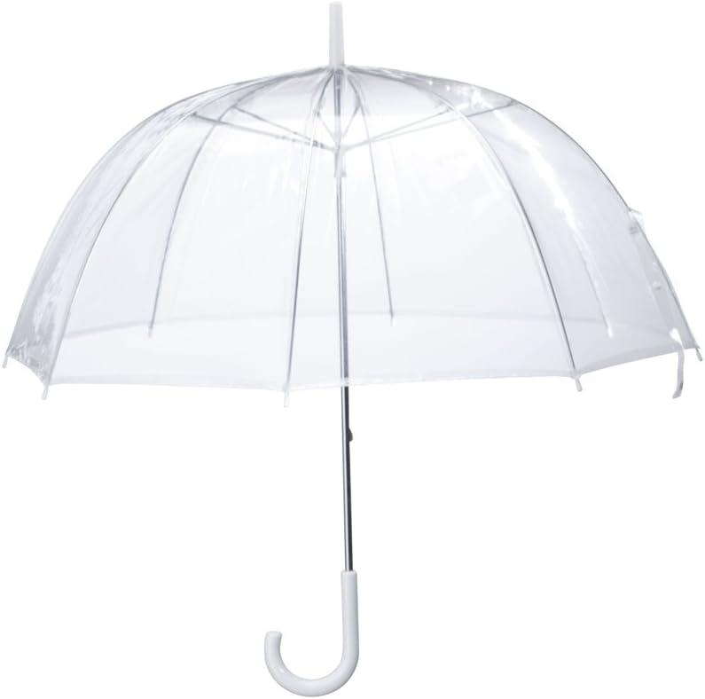 Sara Rain (6 Pack) 46" Adult Clear Bubble Umbrella Auto Open Fashion Dome Shaped European Hook Handle