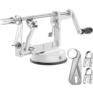 Apple Peeler Corer, Long lasting Chrome Cast Magnesium Alloy Apple Peeler Slicer Corer with Stainless Steel Blades and Powerful Suction Base for Apples and Potato(White)