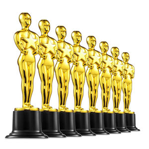 Bedwina Gold Trophy Award Mini Trophies Bulk  (Pack of 12) 6 Inch Tall Plastic Golden Statue Award, Party Themed Decorations, Winners or Appreciation Gifts Game Prizes for Adults & Kids